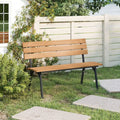 47 Inch Outdoor Acacia Wood Bench with Metal Frame and Slatted Seat - Outdoor Benches