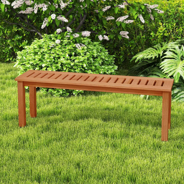 47 Inch Patio Wood Bench with Slatted Seat 2-Person - Teak - Outdoor Benches
