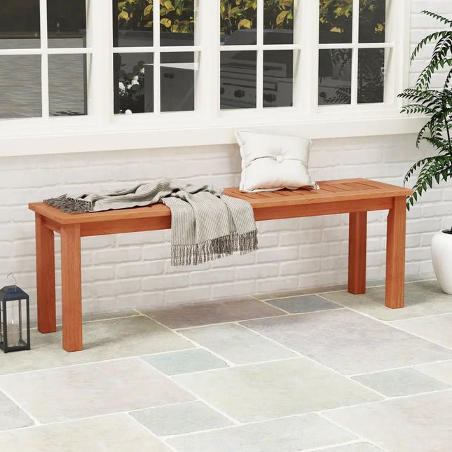 47 Inch Patio Wood Bench with Slatted Seat 2-Person - Teak - Outdoor Benches