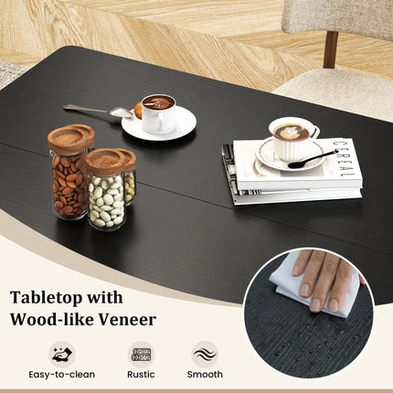 47 Inch Rectangular Dining Table with 2 Open Storage Shelves and Sturdy Metal Legs for 4-6-Black Costway