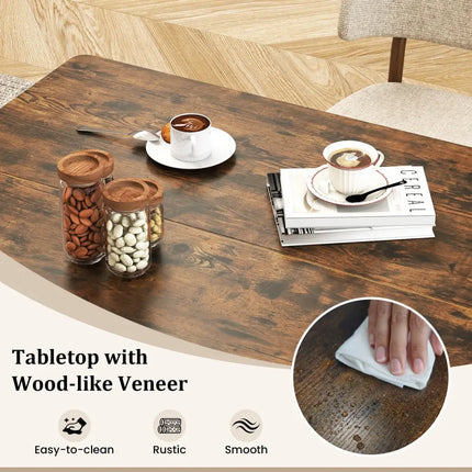 47 Inch Rectangular Dining Table with 2 Open Storage Shelves and Sturdy Metal Legs for 4-6-Rustic Brown Costway