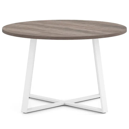 47 Inch Round Dining Table with Stable X-shaped Base and Round Thickened Tabletop-Natural Costway