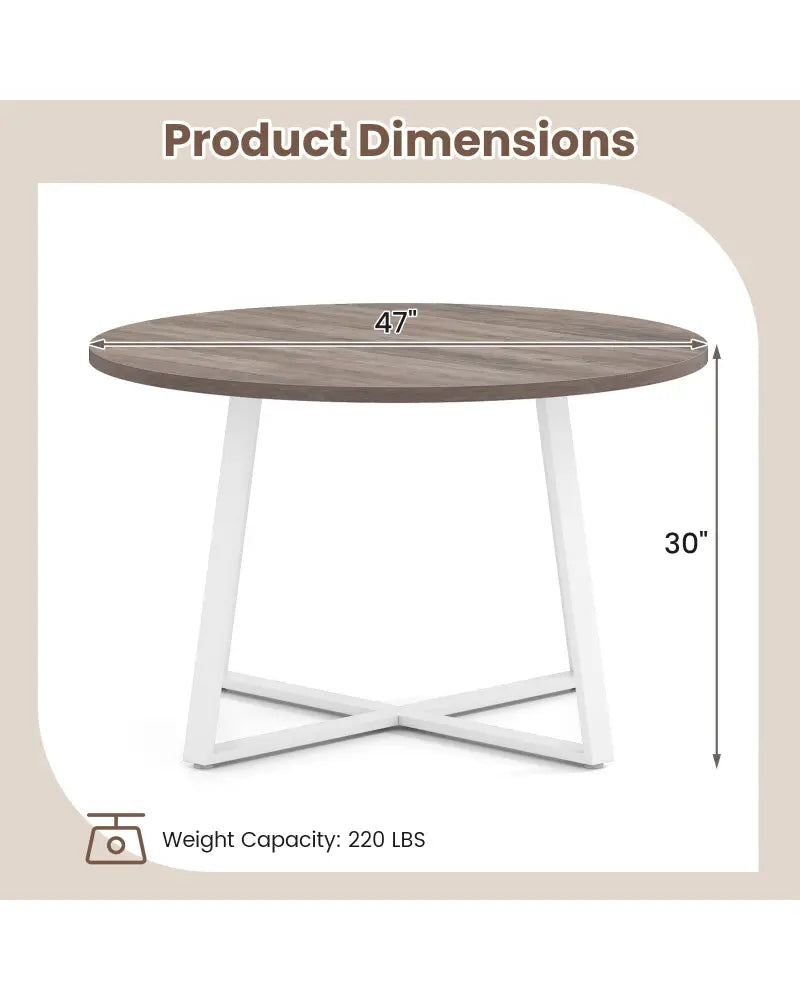 47 Inch Round Dining Table with Stable X-shaped Base and Round Thickened Tabletop-Natural - Natural - Dining Tables