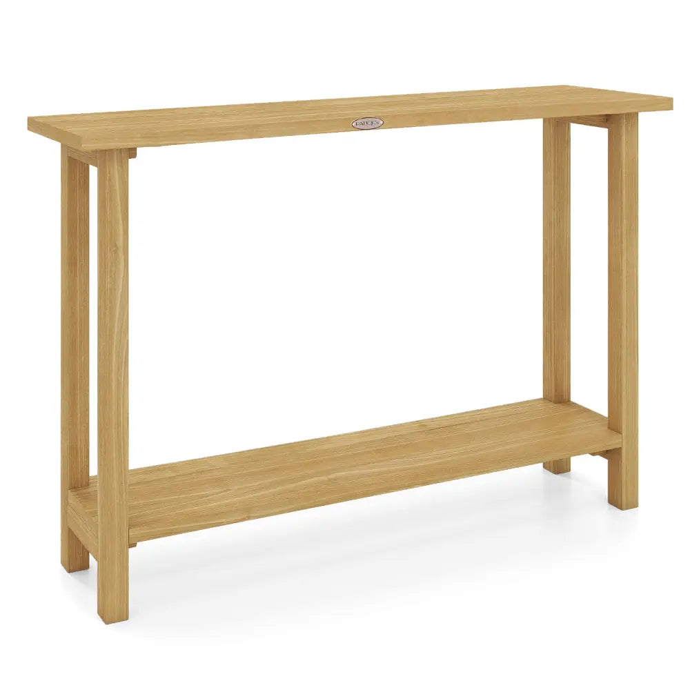 47 Inch Solid Wood Console Table with Teak Wood Frame and Storage Shelf - Natural - Console Tables