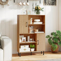 47 Inch Storage Cabinet Freestanding Bookcase with 2 Doors and 4 Open Shelves-Natural - Natural - Bookcases