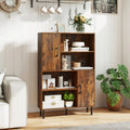 47 Inch Storage Cabinet Freestanding Bookcase with 2 Doors and 4 Open Shelves-Rustic Brown - Rustic Brown - Bookcases