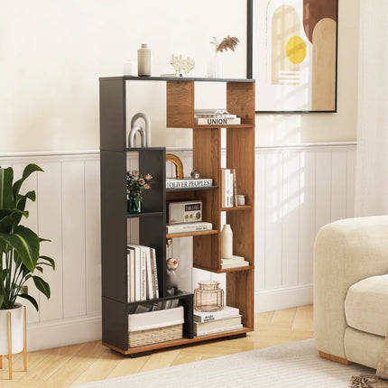 47-Inch Tall Bookshelf for Home Office Living Room-Natural & Black Costway