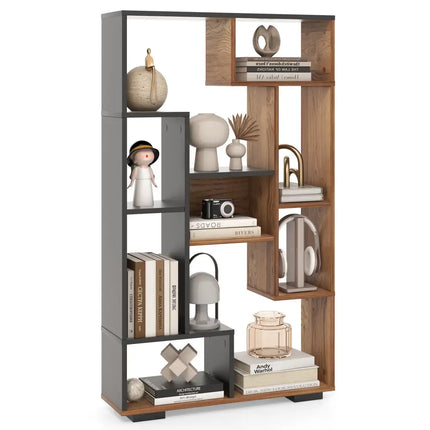 47-Inch Tall Bookshelf for Home Office Living Room-Natural & Black Costway