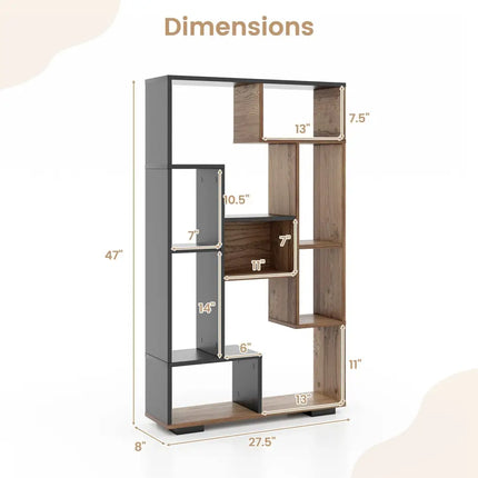 47-Inch Tall Bookshelf for Home Office Living Room-Natural & Black Costway