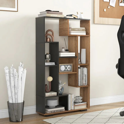 47-Inch Tall Bookshelf for Home Office Living Room-Natural & Black Costway