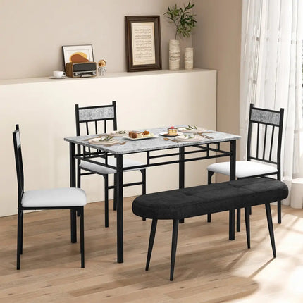 47 Inch Upholstered Entryway Bench with Heavy-duty Metal Frame-Black - Black - Shoe Racks & Storage Benches
