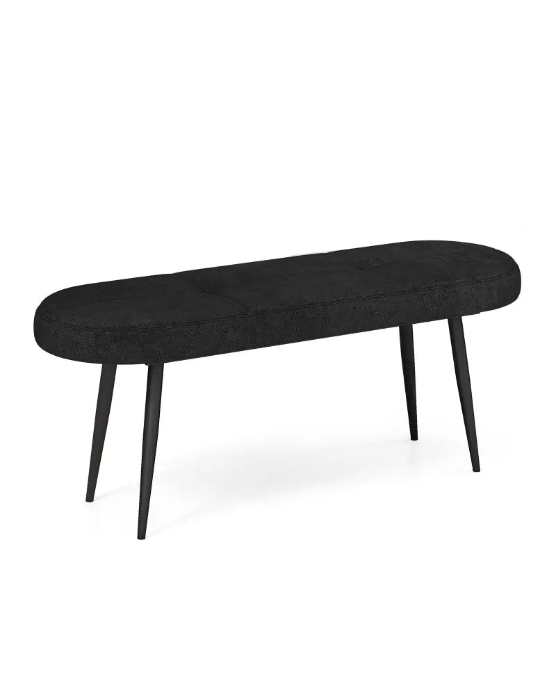 47 Inch Upholstered Entryway Bench with Heavy-duty Metal Frame-Black - Black - Shoe Racks & Storage Benches