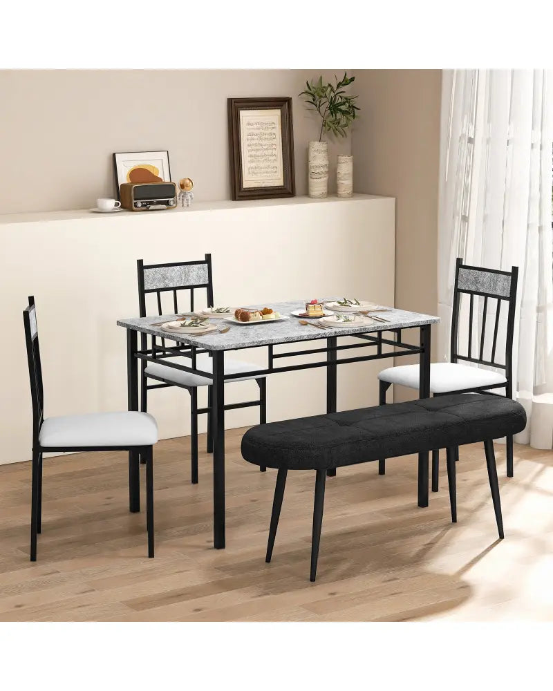 47 Inch Upholstered Entryway Bench with Heavy-duty Metal Frame-Black - Black - Shoe Racks & Storage Benches