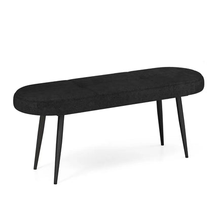 47 Inch Upholstered Entryway Bench with Heavy-duty Metal Frame-Black - Black - Shoe Racks & Storage Benches