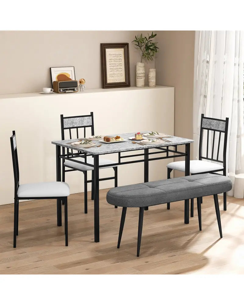 47 Inch Upholstered Entryway Bench with Heavy-duty Metal Frame-Gray - Gray - Shoe Racks & Storage Benches