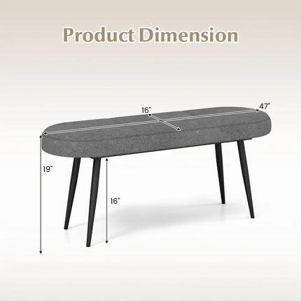 47 Inch Upholstered Entryway Bench with Heavy-duty Metal Frame-Gray - Gray - Shoe Racks & Storage Benches