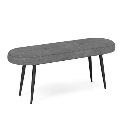 47 Inch Upholstered Entryway Bench with Heavy-duty Metal Frame-Gray - Gray - Shoe Racks & Storage Benches