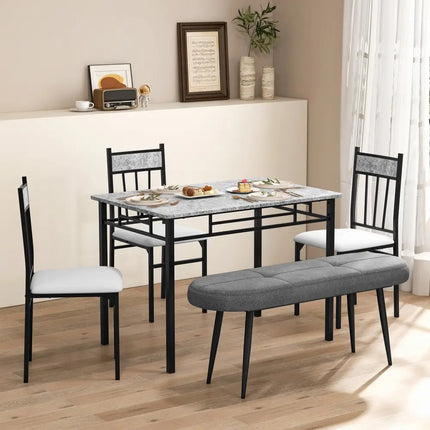 47 Inch Upholstered Entryway Bench with Heavy-duty Metal Frame-Gray - Gray - Shoe Racks & Storage Benches