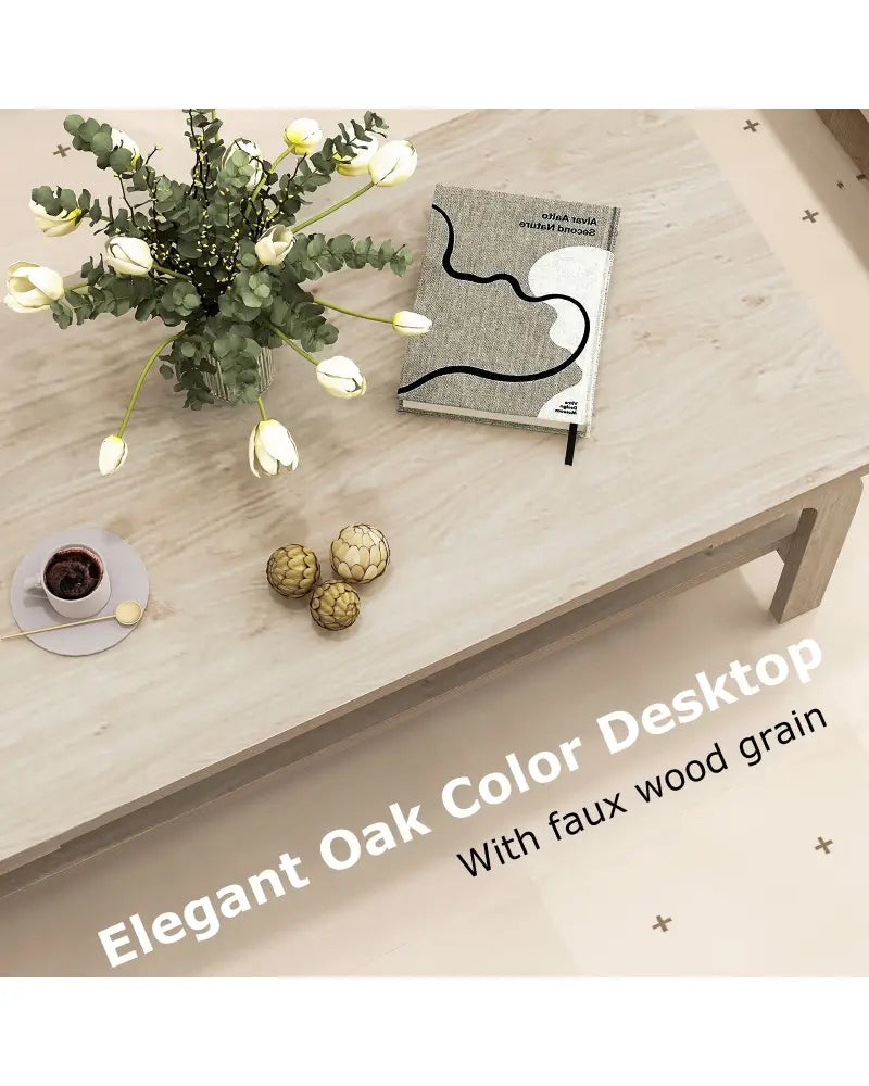 47 Inches Accent Rectangular Coffee Table for Living Room-Natural - Natural - Coffee Tables