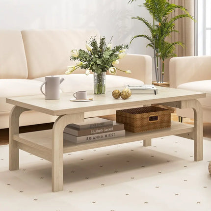47 Inches Accent Rectangular Coffee Table for Living Room-Natural Costway