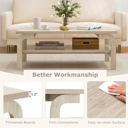 47 Inches Accent Rectangular Coffee Table for Living Room-Natural Costway