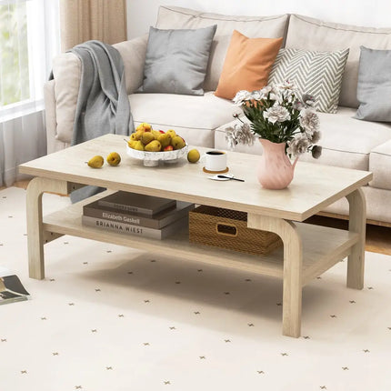 47 Inches Accent Rectangular Coffee Table for Living Room-Natural Costway