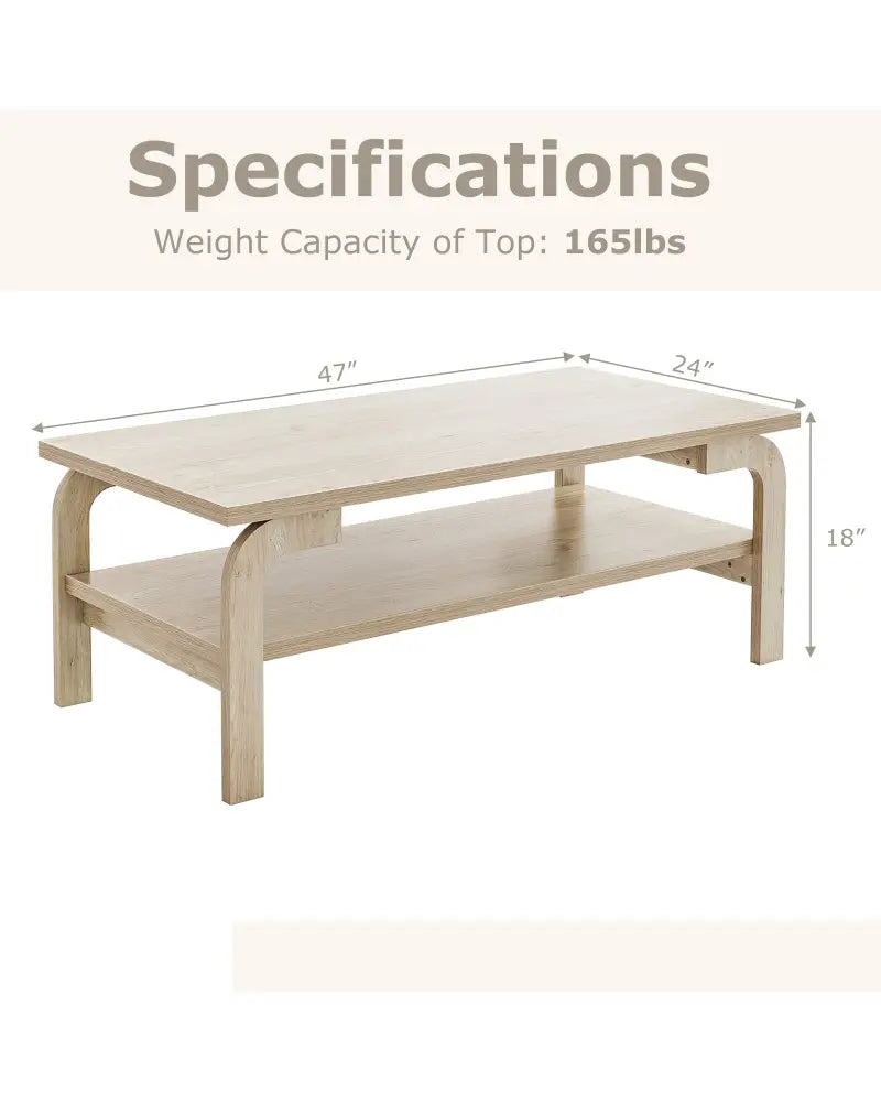 47 Inches Accent Rectangular Coffee Table for Living Room-Natural - Natural - Coffee Tables
