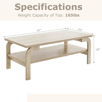 47 Inches Accent Rectangular Coffee Table for Living Room-Natural Costway