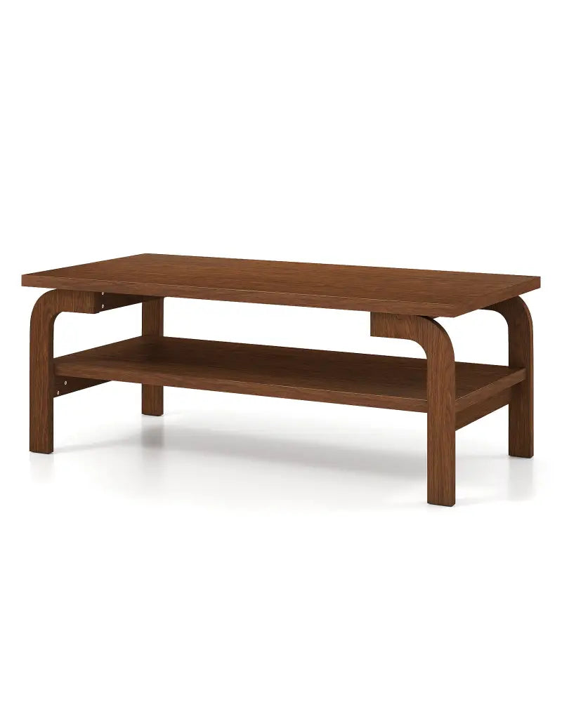 47 Inches Accent Rectangular Coffee Table for Living Room-Walnut - Walnut - Coffee Tables