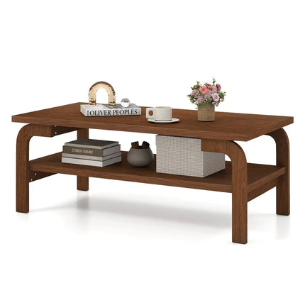 47 Inches Accent Rectangular Coffee Table for Living Room-Walnut Costway