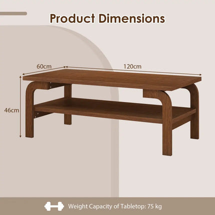 47 Inches Accent Rectangular Coffee Table for Living Room-Walnut Costway