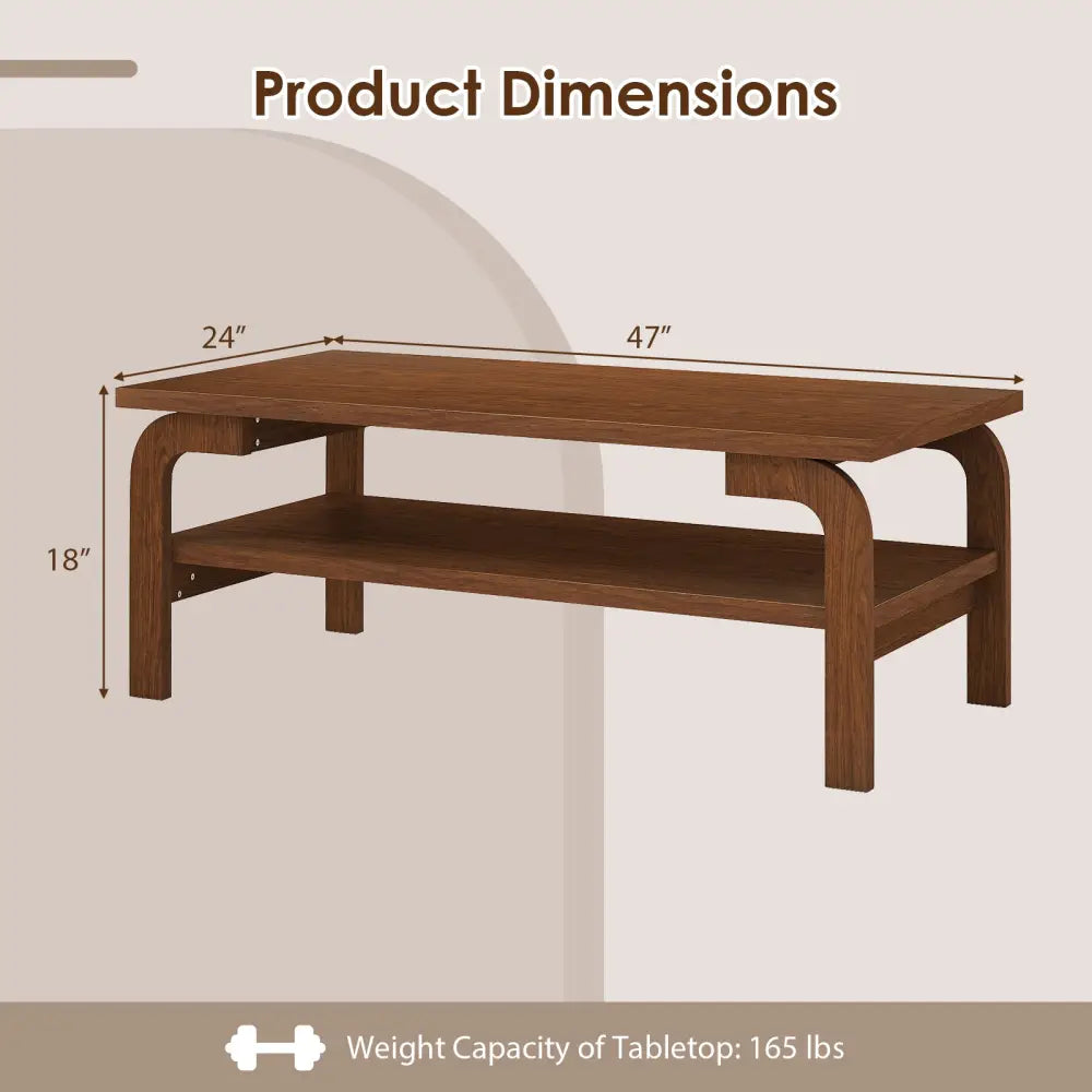 47 Inches Accent Rectangular Coffee Table for Living Room-Walnut - Walnut - Coffee Tables