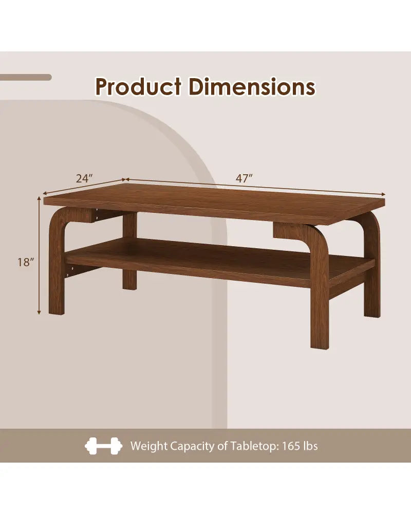 47 Inches Accent Rectangular Coffee Table for Living Room-Walnut - Walnut - Coffee Tables