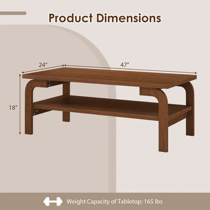 47 Inches Accent Rectangular Coffee Table for Living Room-Walnut Costway