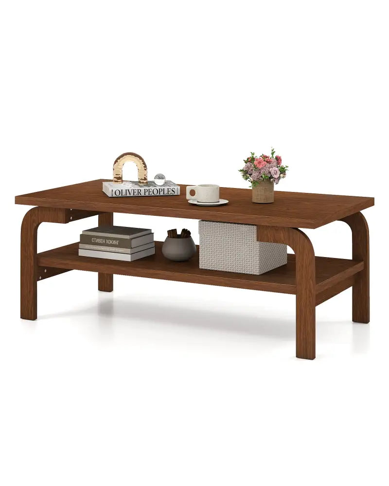 47 Inches Accent Rectangular Coffee Table for Living Room-Walnut - Walnut - Coffee Tables