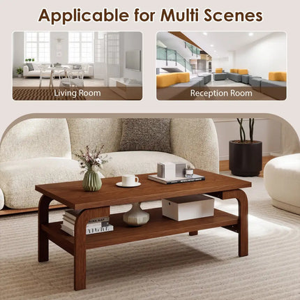47 Inches Accent Rectangular Coffee Table for Living Room-Walnut Costway