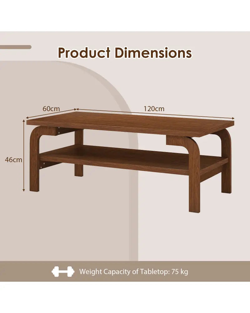 47 Inches Accent Rectangular Coffee Table for Living Room-Walnut - Walnut - Coffee Tables