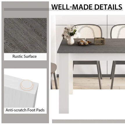 47 Inches Dining Table for Kitchen and Dining Room-Dark Gray Costway