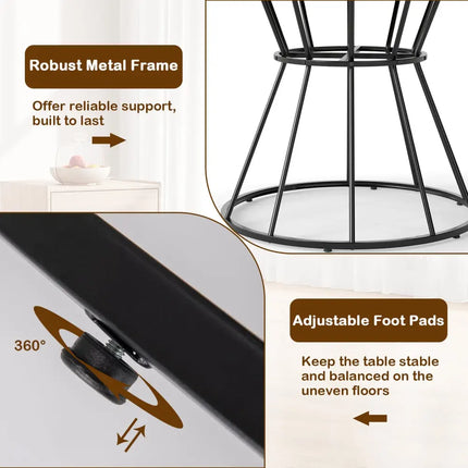 47 Inches Round Dining Table for 4 Farmhouse Kitchen Table with Wooden Tabletop-Brown - Brown - Dining Tables