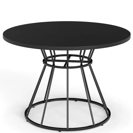 47 Inches Round Dining Table for 4 Farmhouse Kitchen Table with Wooden Tabletop-Black - Black - Dining Tables
