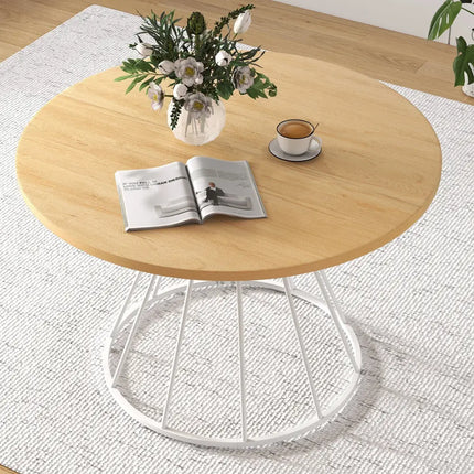 47 Inches Round Dining Table for 4 Farmhouse Kitchen Table with Wooden Tabletop-Natural - Natural - Dining Tables