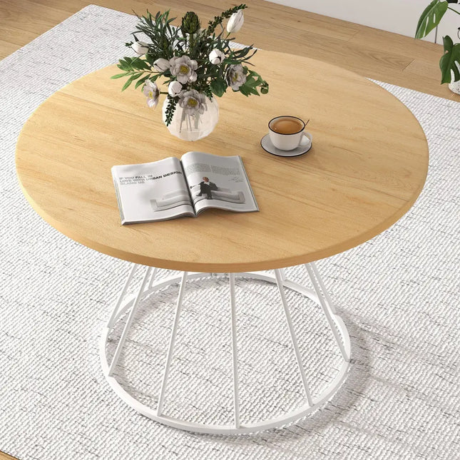 47 Inches Round Dining Table for 4 Farmhouse Kitchen Table with Wooden Tabletop-Natural - Natural - Dining Tables