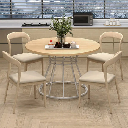 47 Inches Round Dining Table for 4 Farmhouse Kitchen Table with Wooden Tabletop-Natural - Natural - Dining Tables