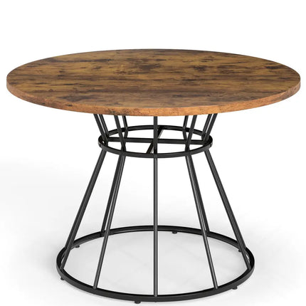 47 Inches Round Dining Table for 4 Farmhouse Kitchen Table with Wooden Tabletop-Brown - Brown - Dining Tables