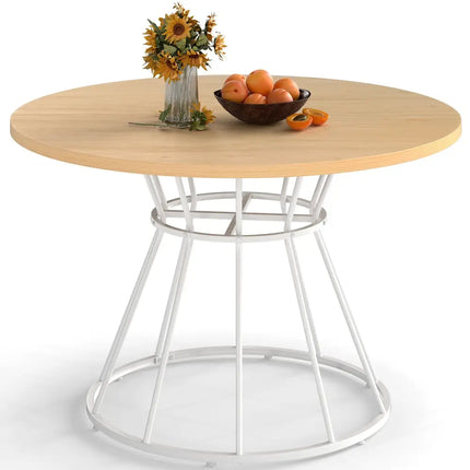 47 Inches Round Dining Table for 4 Farmhouse Kitchen Table with Wooden Tabletop-Natural - Natural - Dining Tables