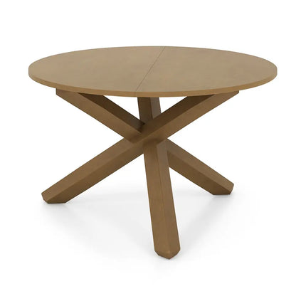 47 Inches Round Dining Table with Solid Acacia Wood Legs for 4-6 Person-Natural Costway