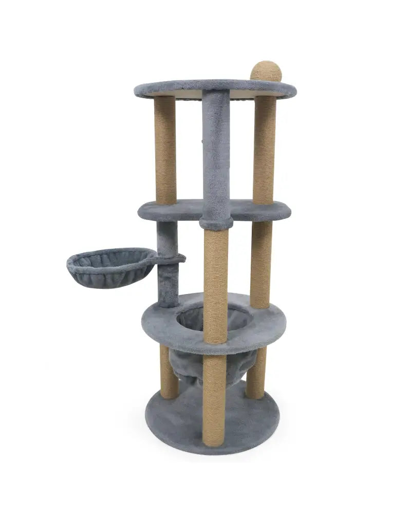 47 Inches Tall Cat Tower with Cat Nest and Scratching Posts-Gray - Gray - Cat Trees Condos & Scratchers