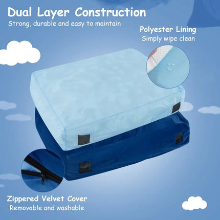 47 x 35.5 Inch Crash Pad Sensory Mat with Foam Blocks and Washable Cover - Blue - Oasis Home Essentials
