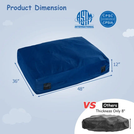 47 x 35.5 Inch Crash Pad Sensory Mat with Foam Blocks and Washable Cover - Blue - Oasis Home Essentials