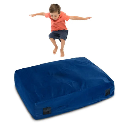47 x 35.5 Inch Crash Pad Sensory Mat with Foam Blocks and Washable Cover - Blue - Oasis Home Essentials